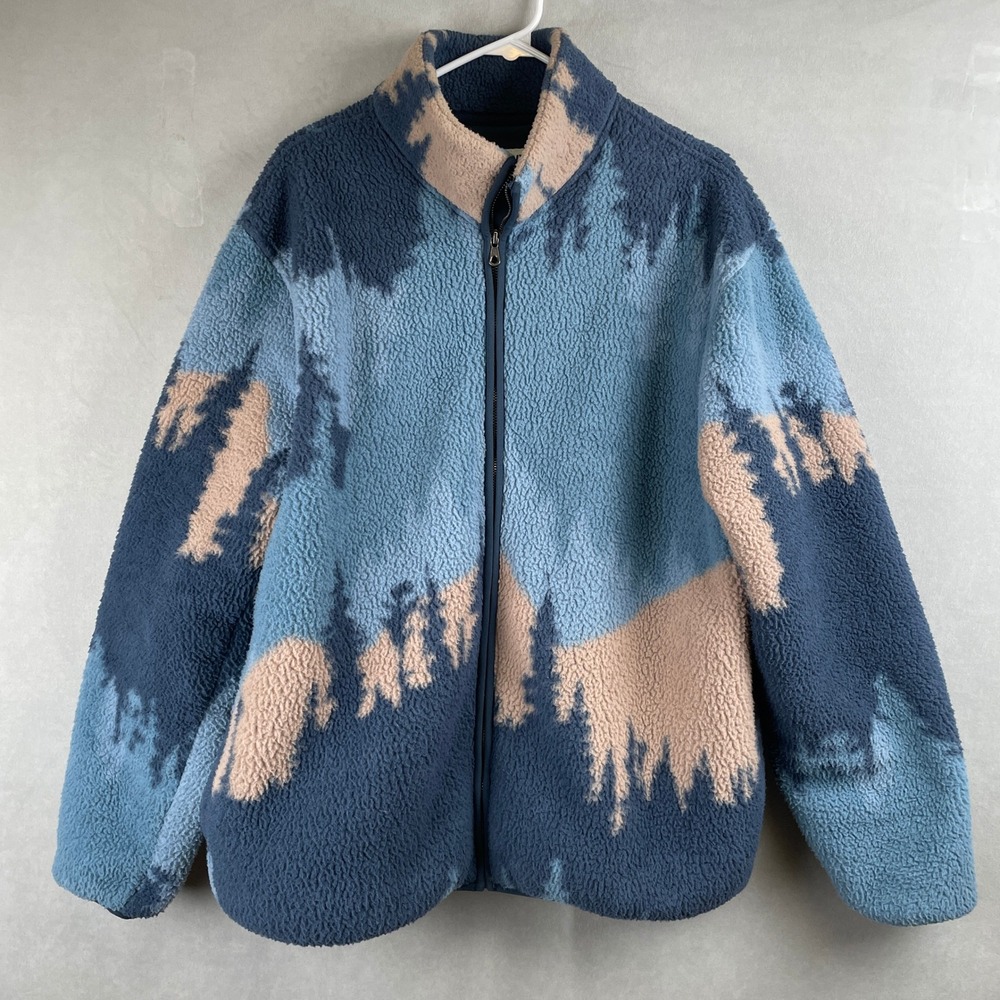 Old Navy Sherpa Full Zip Jacket Blue Tree Mountain Fleece Mock Neck Gorpcore L
